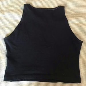 American Apparel Black Crew Neck Tank Crop Top